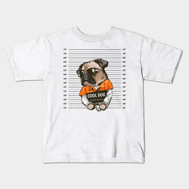 Cool Dog Mugshot Kids T-Shirt by Bro Aesthetics